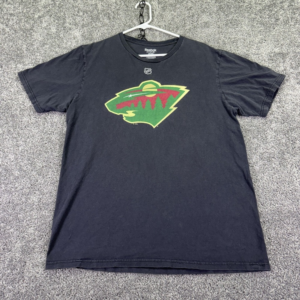Minnesota Wild Shirt Mens Large Black NHL Hockey Reebok Dubnyk 40 Graphic Tee